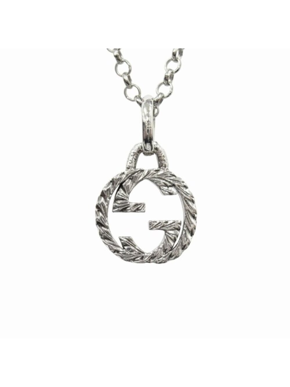 Gucci Polished Interlocking Pendant Necklace Silver - Picture 1 of 4